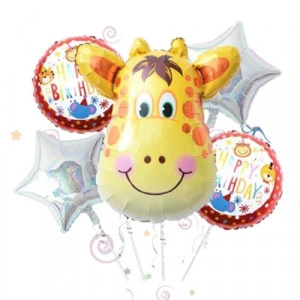 Set 5 baloane folie aniversare Jungle - Girafa