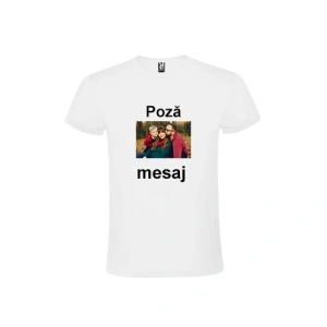 Tricou Alb Personalizat cu Poza si Mesaj