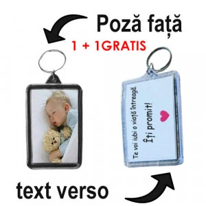 Breloc personalizat cu poza si text
