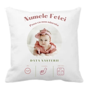 Prima Fotografie, Prima Poveste – Perna Personalizata (Fetita)