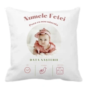 Prima Fotografie, Prima Poveste – Perna Personalizata (Fetita)