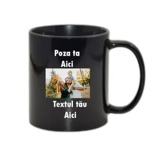 Cana Termosensibila neagra Personalizata cu poza si text