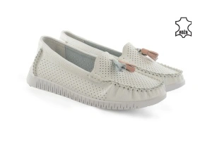 Kožne ženske espadrile 5372BL bele