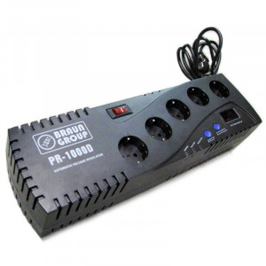 Stabilizator profesional relee PR1000D- AVR high protection & PDU 5 prize Schuko pe panou, display digital, AVR1000VA