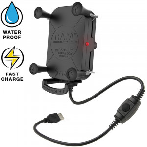 RAM® Tough-Charge™ X-Grip® Technológiás telefontartó, vízálló vezeték nélküli töltővel