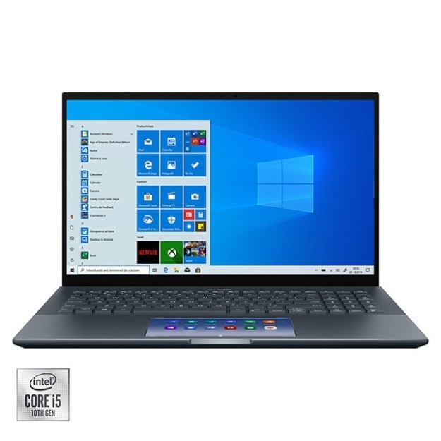 Laptop Asus Zenbook Pro 15 Oled (UX535L), Intel Core i5-10300H, 15.6", Rezolutie 4K, Touchscreen, 16 GB DDR4, SSD de 512 GB, Nvidia GeForce GTX 1650 Ti