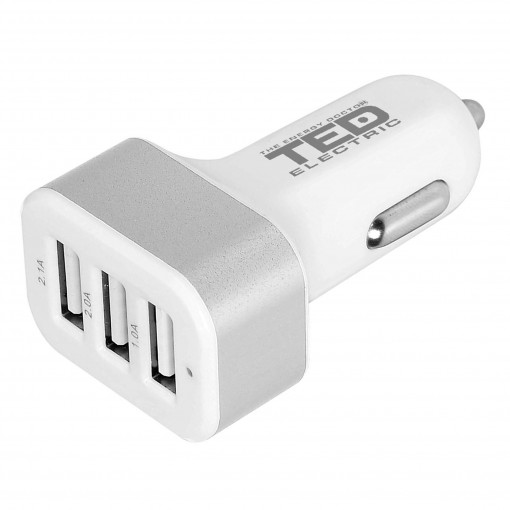 Alimentator (Incarcator) de la auto (12-24V) la 3 x USB 1x3,1A 1x2,1A 1x1A TED286561 EOL