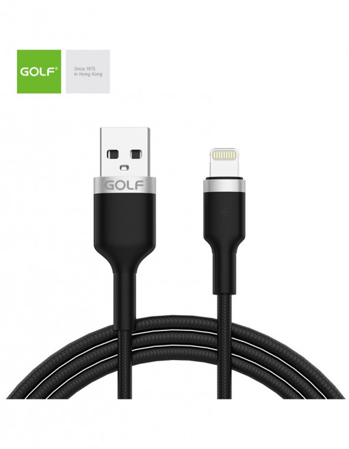 Cablu USB iPhone 5 / 6 / 7 Golf Data Sync Metal Braided 3A NEGRU GC-71i