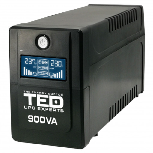 UPS 900VA/500W LCD Line Interactive AVR 2 schuko USB Management TED Electric TED003942
