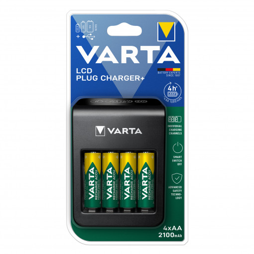 Varta incarcator LCD Plug Charger+ 57687.101441 include 4 acumulatori Ni-MH AA (R6) 2100mA (1/4)