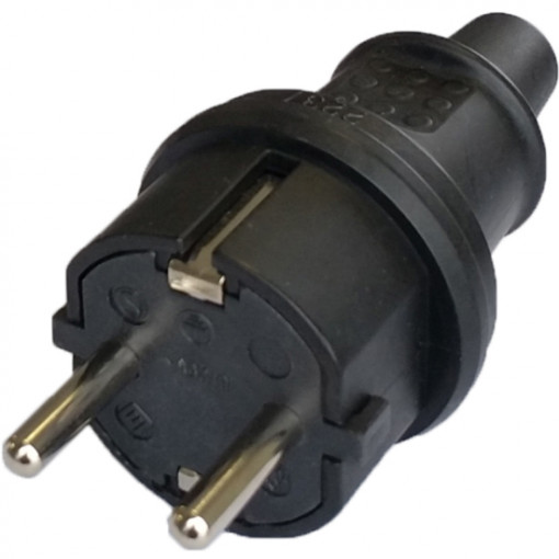Stecher schuko cauciucat negru cu manson IP40 SPN3107 (25)