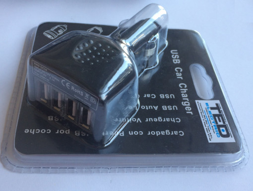 Alimentator (Incarcator) de la auto (12-14V) la 4 x USB maxim 2,1A TED-04 288077 - oferta