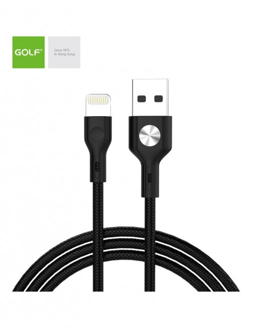 Cablu USB iPhone 5 / 6 / 7 Golf CD Leather 3A NEGRU GC-60i