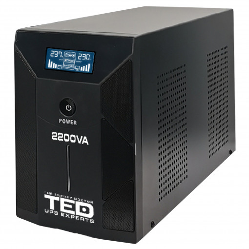 UPS 2200VA/1200W LCD Line Interactive AVR 3 schuko 4x7Ah USB Management TED Electric TED001610