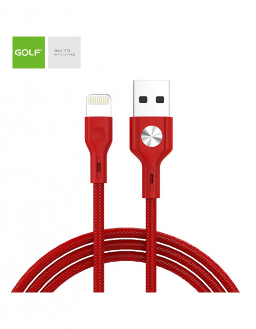 Cablu USB iPhone 5 / 6 / 7 Golf CD Leather 3A ROSU GC-60i