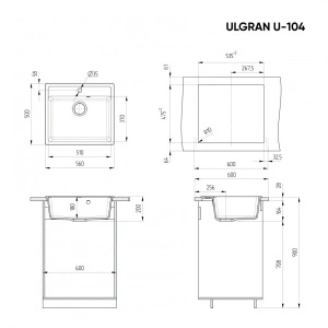 Set Crna Granitna Sudopera Ulgran U-104 sa tačkama + Adell Inova II slavina (crna) - Img 3