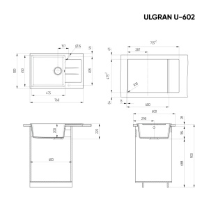 Set: Granitna sudopera Ulgran U602 + Tuš slavinom CAMI + GRATIS sifon i Dostava - Img 3