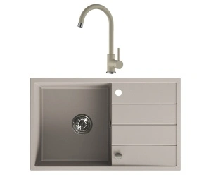 Set Granitna sudopera Valterra LYON u bež boji sa lučnom slavinom 780x480 mm