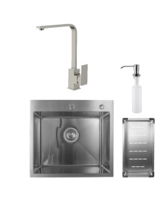 Set: Čelična inox sudopera 55x50 + inox Slavina Sandonna Nera + Gratis sifon i dostava