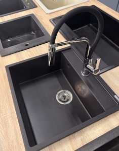 SET: Granitna sudopera SanDonna Selena + slavina Andra Chrome Black + sifon - Img 2