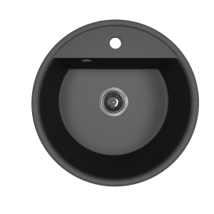 Okrugla Granitna sudopera Valterra Mina, fi510mm– Ultra crne boje