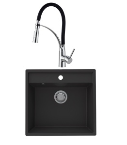 SET: Granitna sudopera SanDonna Selena + slavina Andra Chrome Black + sifon