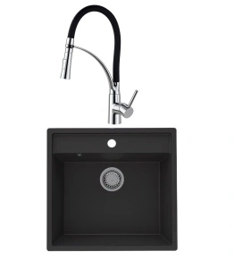 SET: Granitna sudopera SanDonna Selena + slavina Andra Chrome Black + sifon