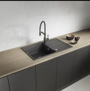 Set Granitna sudopera Valterra LYON u crnoj boji sa Sandonna Androm Slavinom i sifonom - Img 5