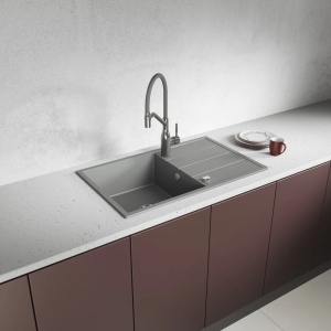 Granitna sudopera Valterra LYON u Tamno Sivoj boji 780x480 mm - Img 2