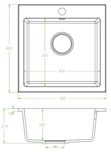 Set crna mat Granitna sudopera Valterra NIKO 490 u sa Flexy slavinom i besplatnim sifonom - Img 3