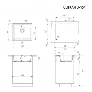 Set: Granitna sudopera Ulgran U104 u Bež boji + Flexy slavina bež + GRATIS sifon - Img 2