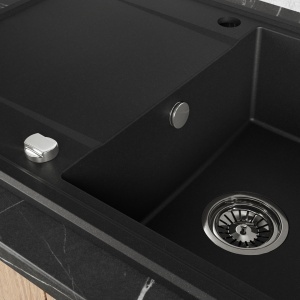 Set Valterra NIKO 780 – crna granitna sudopera 780x500 mm sa SanDonna ANDRA slavinom - Img 2