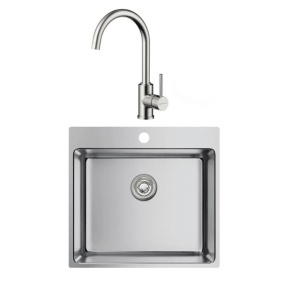 Set: Čelična sudopera 50x50 + inox slavina (2 cevi) + sifon