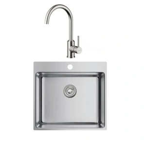 Set: Čelična sudopera 50x50 + inox slavina (2 cevi) + sifon