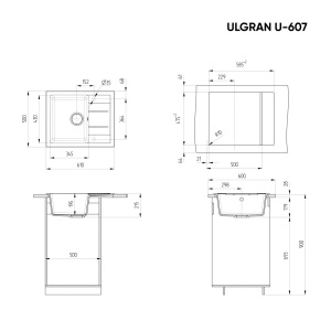 Set: Granitna sudopera Ulgran U607 + Andra total black slavina + beplatan sifon i dostava GRATIS - Img 2