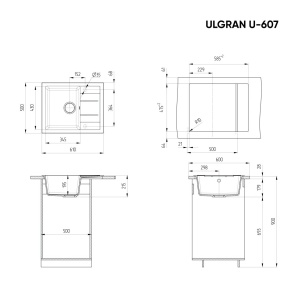 Bela Granitna sudopera Ulgran U607 – 65×50×20 cm - Img 2