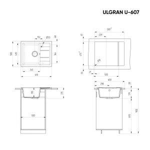 Bela Granitna sudopera Ulgran U607 – 65×50×20 cm - Img 2