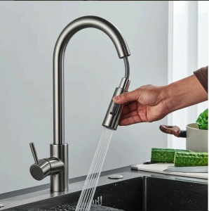 Premium kuhinjska tuš česma/slavina – bruseni inox sa izvlačnim tušem - Img 2