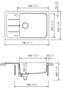 SCHOCK FORMHAUS D-100LS granitna sudopera 78×50 cm | Centar Sudopera - Img 2