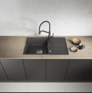 Set Granitna sudopera Valterra LYON u crnoj boji sa Sandonna Androm Slavinom i sifonom - Img 6