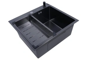 Set: Inox Sandonna sudopera u grafit crnoj boji + slavina SanDonna Andra sa tušem - Img 3