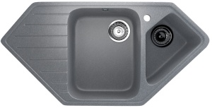 Ugaona granitna sudopera Ulgran U-409 – 97x50 cm, Siva