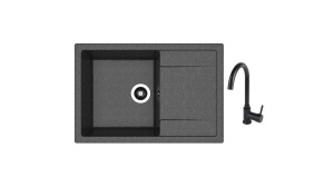 Granitna sudopera Techno 760 boja crna + lučna slavina SET