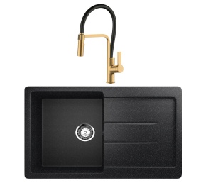 Set: Granitna sudopera Ulgran U507 + slavina SanDonna Andra Gold-Black