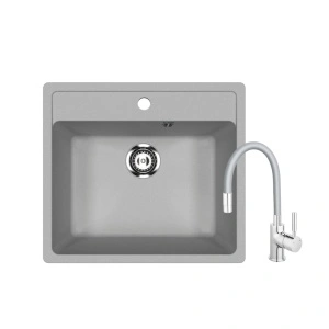 Set Ulgran U104 siva granitna sudopera (56x50cm) sa sivom Flexy slavinom
