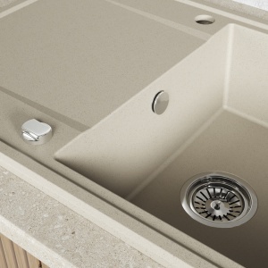 Valterra NIKO 780 set – bež granitna sudopera 780x500 mm sa bež lučnom slavinom - Img 2