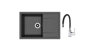 Granitna sudopera Techno 760 boja crna + Flexy slavina SET