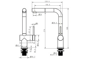 Sandonna RIVA kuhinjska slavina – Crna/Inox obrada, 5 godina garancije - Img 3