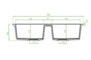 Valterra NIKO Crna granitna sudopera/ dupla 780x480 mm - Img 2