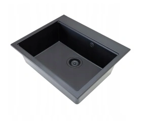 Crna Granitna sudopera Valterra NIKO 570 – sa besplatnim crnim sifonom , 57x50 cm - Img 3